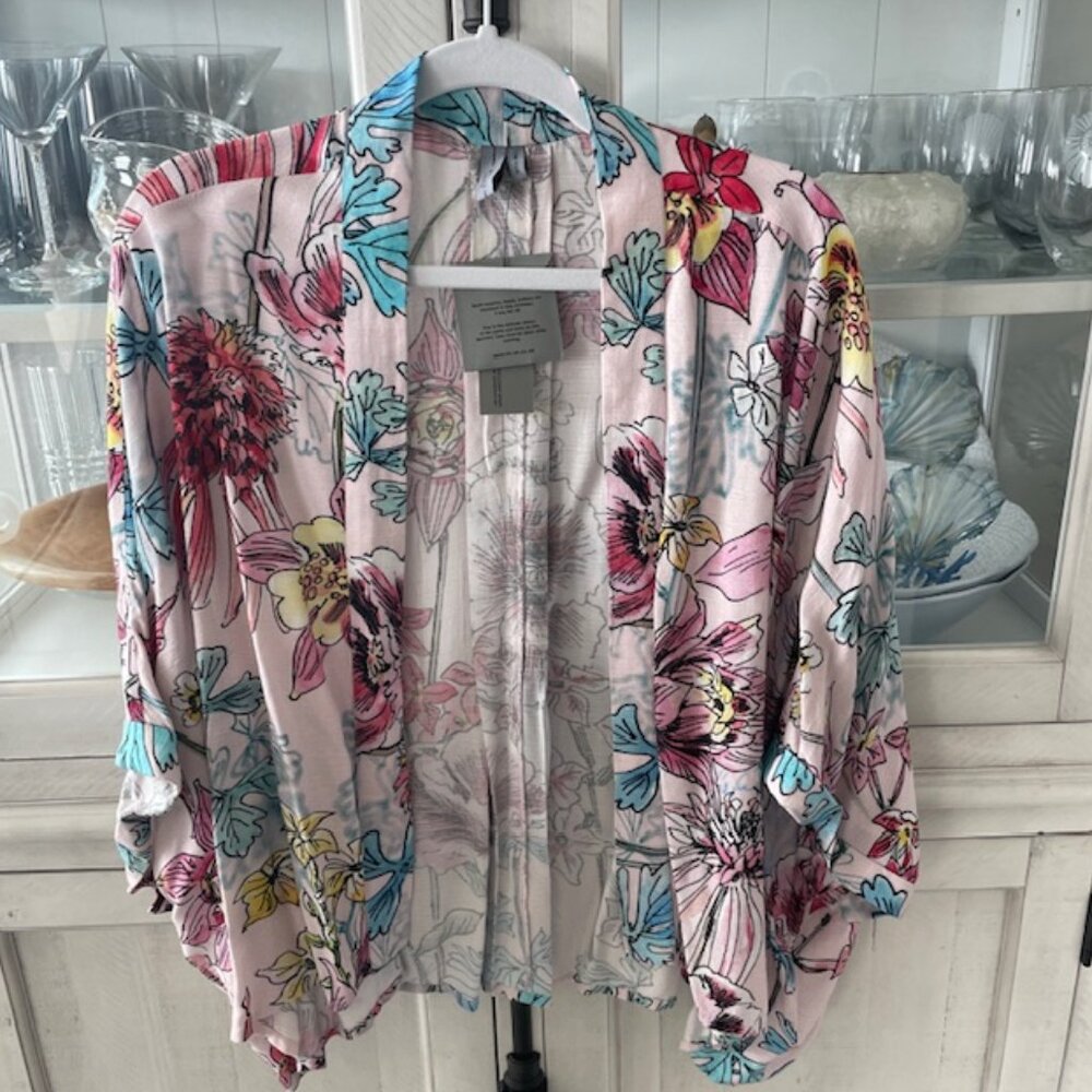 ANTHROPOLOGIE BL-NK LONDON SHORT KIMONO PINK FLORAL O/S NWT